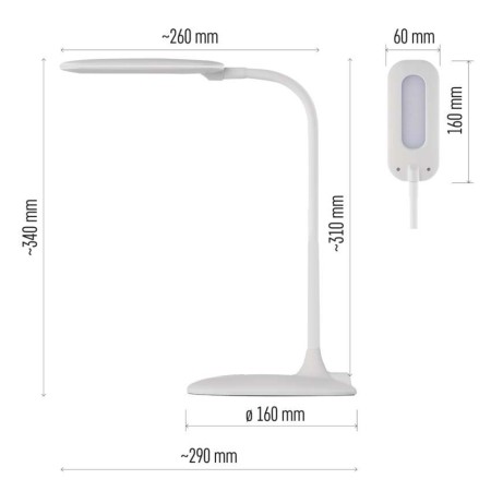Lampada da Tavolo LED STELLA Bianca con Dimmer Touch e Collo Flessibile | Z7602W
