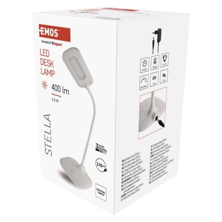 Lampada da Tavolo LED STELLA Bianca con Dimmer Touch e Collo Flessibile | Z7602W