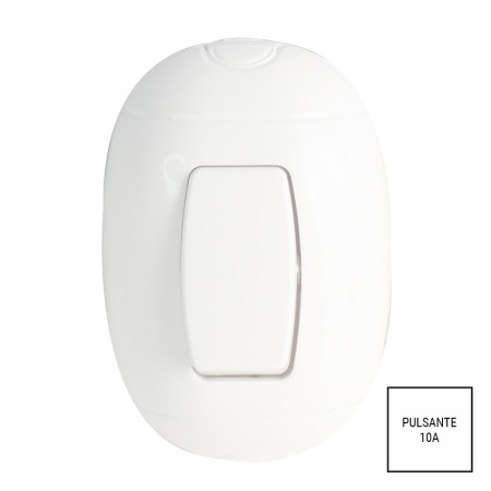 Pulsante ovale bianco da parete 10A per luce temporizzata o campanello Pulsante ovale bianco da parete 10A per luce temporizzata o campanello