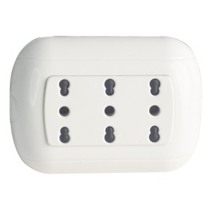 Modulo 3 prese da parete bivalenti 10/16A bianco con supporto opzionale