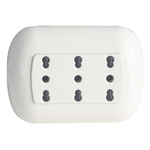Modulo 3 prese da parete bivalenti 10/16A bianco con supporto opzionale