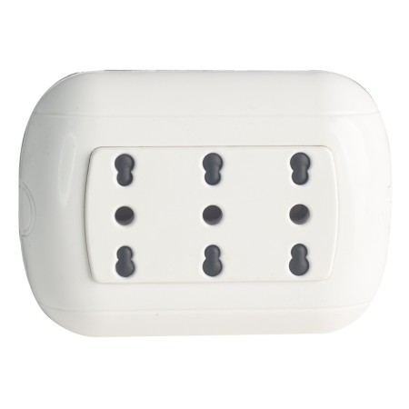 Modulo 3 prese da parete bivalenti 10/16A bianco con supporto opzionale Modulo 3 prese da parete bivalenti 10/16A bianco con supporto opzionale