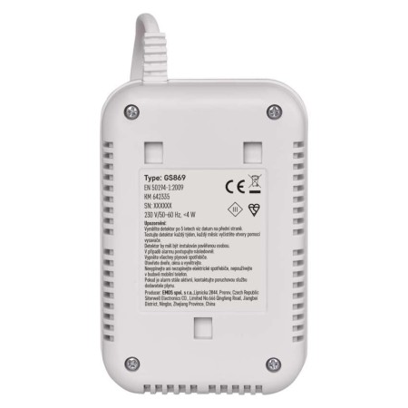 Retro rilevatore fughe gas EMOS GS869 con supporto da parete