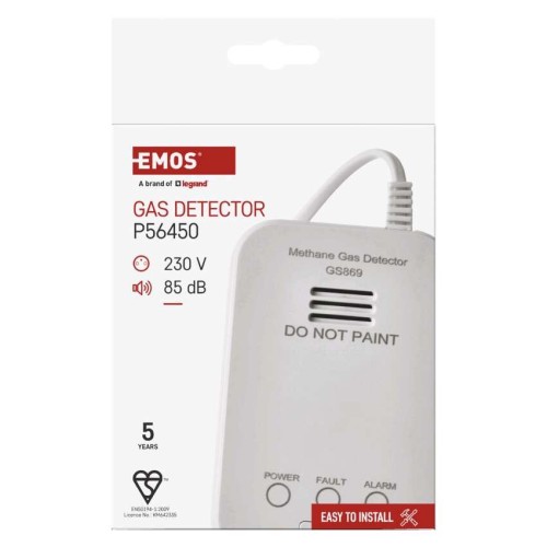 Confezione rilevatore gas EMOS GS869 230V con etichetta rossa di sicurezza Confezione rilevatore gas EMOS GS869 230V con etichetta rossa di sicurezza