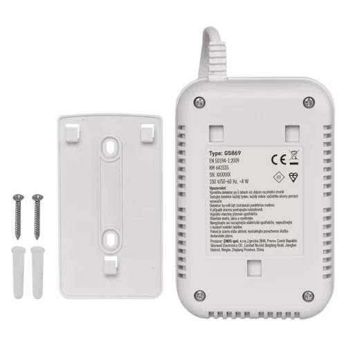 Rilevatore gas EMOS GS869 con staffa di montaggio e accessori inclusi
