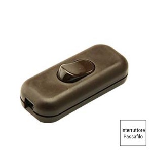 Interruttore passafilo marrone FAI 1190/M per installazione lungo il cavo di lampade e illuminazione decorativa