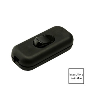 Interruttore passafilo nero FAI 1190/N per installazione lungo il cavo di lampade e illuminazione decorativa