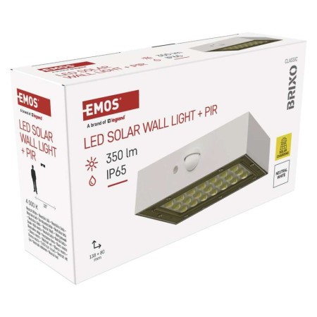 Applique Solare BRIXO LED con Sensore Movimento | 350lm Bianco Neutro | EMOS ZG161S