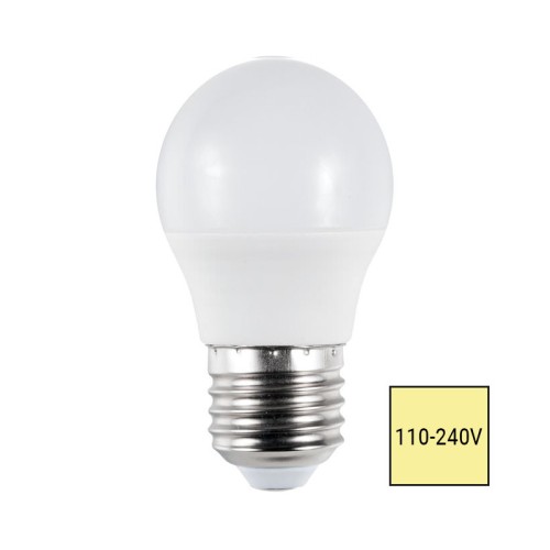 Lampadina LED Sfera E27 5W Tensione Universale AC/DC 100-240V