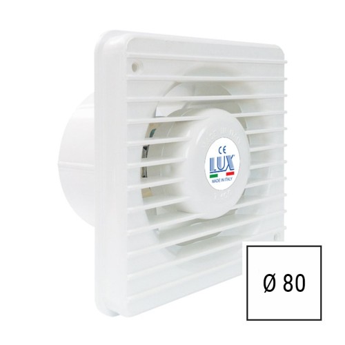 Aspiratore assiale bagno 80mm da parete con cavo e fissaggi LUX ST80