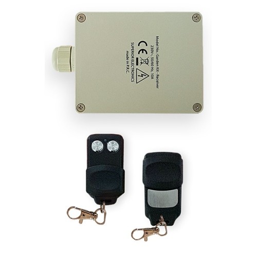 Kit ricevitore 220V 433 MHz con 2 telecomandi per automazione cancelli e luci da esterno Superior SUPRK004