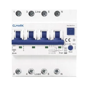 Interruttore magnetotermico differenziale trifase 25A 300mA (0,3A) tipo A curva C RCBO 3P+N protezione generale ELMARK 40485A