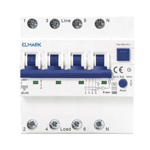 Interruttore magnetotermico differenziale trifase 25A 300mA (0,3A) tipo A curva C RCBO 3P+N protezione generale ELMARK 40485A