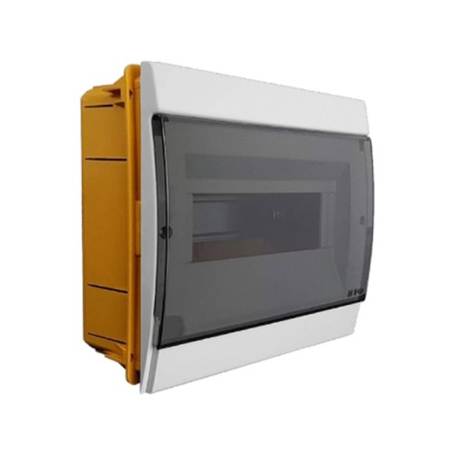 Centralino da incasso 8 moduli Marlanvil 970.8.B con cornice bianca e sportello fumé IP40