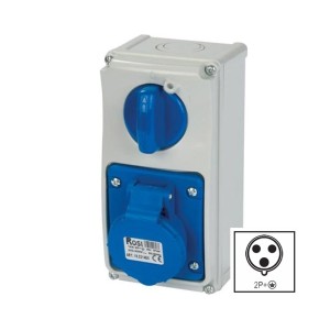 Presa Interbloccata Verticale Sezionatore ROSI 19.3214B6 16A 2P+T IP44 Fondo