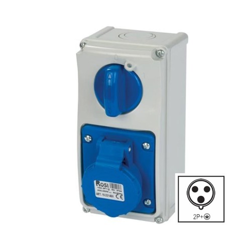 Presa Interbloccata Verticale Sezionatore ROSI 19.3234B6 32A 2P+T IP54 Fondo