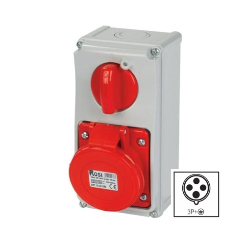 Presa Interbloccata Verticale Trifase Sezionatore ROSI 19.3314R6 16A 3P+T 400V IP54