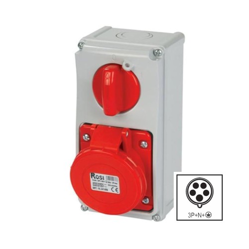 Presa Interbloccata Verticale Trifase Sezionatore ROSI 19.3434R6 32A 3P+N+T 400V 5 Poli