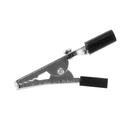 Pinza Coccodrillo Isolata Nera Banana 4mm Corpo Acciaio Nichelato Manicotti Vinile Test Elettrici