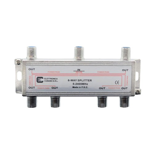 Splitter satellitare 6 vie con connettore EFFE orizzontale 5–2400 MHz mod. 6633