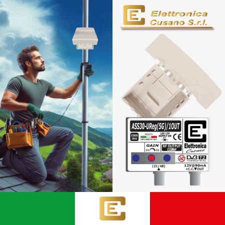 Amplificatore TV 30dB Regolabili 1 Uscita con Filtro Lte 5G | Elettronica Cusano ASS30-UReg(5G)/1OUT