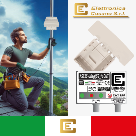 Amplificatore TV 25dB Regolabili 1 Uscita con Filtro Lte 5G | Elettronica Cusano ASS25-UReg(5G)/1OUT