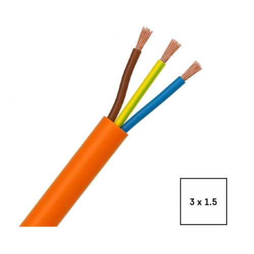 Cavo elettrico FFROR arancione 3x1.5 mm² super flessibile per prolunghe elettroutensili CEI 20-20