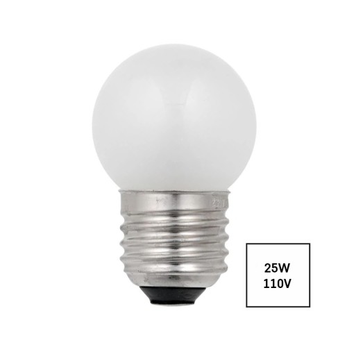 Lampada ad incandescenza sfera G45 E27 110/130V 25W satinata