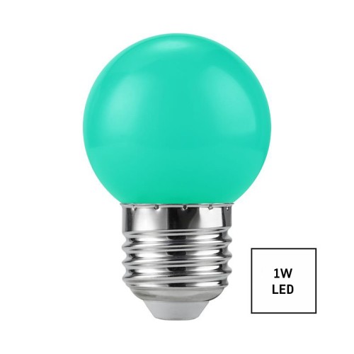 Lampadina LED E27 sfera 1W verde decorativa per feste e catene luminose
