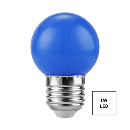 Lampadina LED E27 sfera 1W blu decorativa per feste e catene luminose