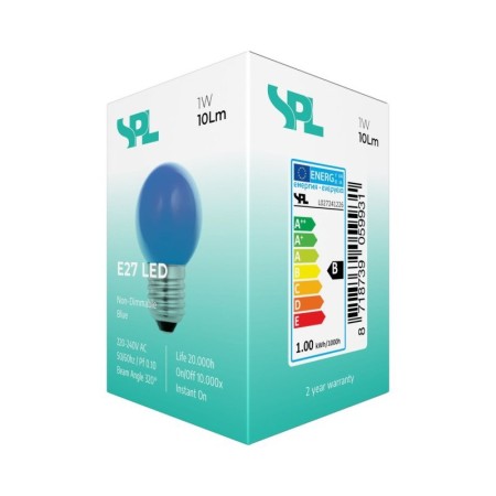 Lampadina LED Sfera E27 1W 230V Blu per Feste e Decorazioni |SPL L027241226
