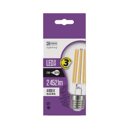 Lampadina LED filamento E27 17W (150W) 4000K 2452lm goccia Emos Z74291