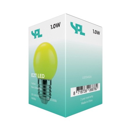 Lampadina LED Sfera E27 1W 230V Gialla per Feste e Decorazioni | SPL L027241224