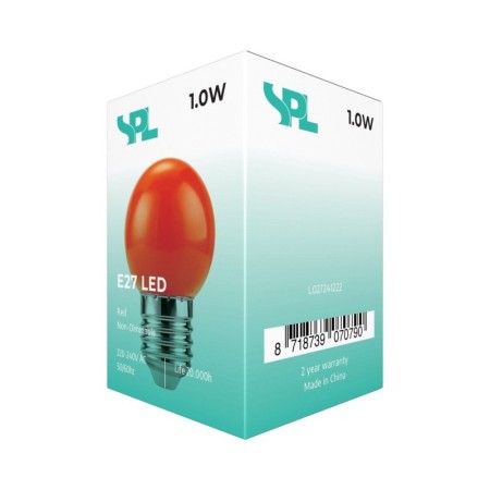 Lampadina LED Sfera E27 1W 230V Rossa per Feste e Decorazionii |SPL L027241222