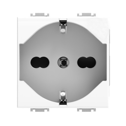 Presa SCHUKO Bipasso 10/16A Bianca Compatibile Vimar Plana VP42 | ECOVA 27206