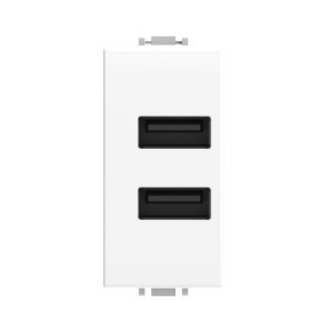 Presa USB A+A ECOVA bianca compatibile Vimar Plana modulo alimentazione smartphone tablet 5V 2.4A ricambio installazione diretta