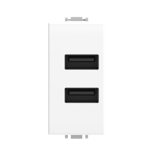 Presa USB A+A ECOVA bianca compatibile Vimar Plana modulo alimentazione smartphone tablet 5V 2.4A ricambio installazione diretta