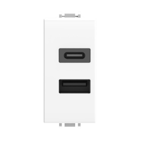 Presa USB A+C 5V 3A 15W Bianca Compatibile Vimar Plana VP42 | ECOVA 27211