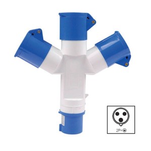 Moltiplicatore Triplo CEE 2P+T 16A 220V Blu - Da 1 a 3 Prese | ECOVA 20556