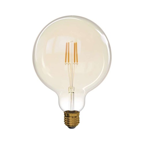 Lampadina LED Globo Vintage G125 E27 4W, 470 lm, bianco caldo, vetro ambra, design retrò
