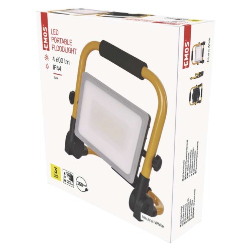 Faretto LED cantiere 51W EMOS ILIO ZS3342 4600 lumen IP44 IK10 potenza massima professionale giallo nero