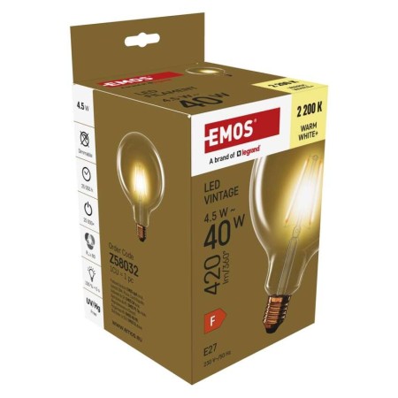 Lampadina LED Globo Vintage G125 E27 4.5W 420lm 2200K Vetro Ambra | EMOS Z58032