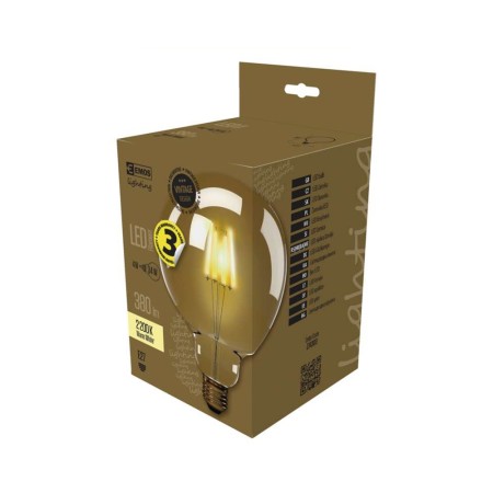 Lampadina LED Globo Vintage G125 E27 da 4W - 470 lm, Bianco Caldo Vetro Ambra | Emos Z74303
