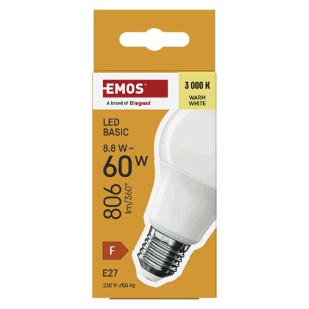 Lampadina LED Goccia E27 8.8W (60W) 806lm 3000K Luce Calda | EMOS ZL5F47