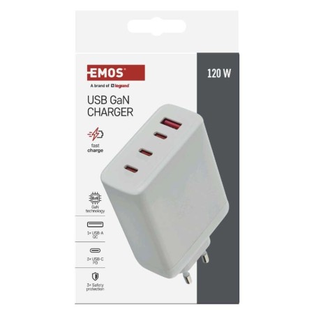 Caricabatterie USB 120W GaN PD 4 Porte Universale | EMOS V06G120