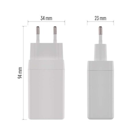 Caricabatterie USB 65W GaN PD 3 Porte USB-C + USB-A Ricarica Veloce | EMOS V05G65