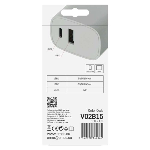 Caricabatterie USB 15W Basic 2 Porte... Caricabatterie USB 15W Basic 2 Porte...