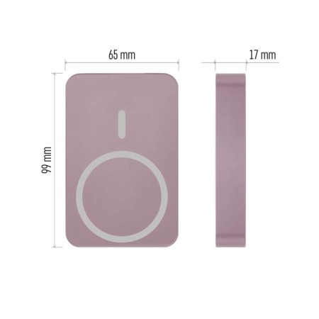 Power bank EMOS Rosa Salmone 10000mAh wireless MagSafe e USB-C 20W, compatto e sicuro per viaggi e smartphone | EMOS B0551S