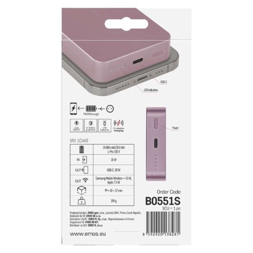 Power bank EMOS Rosa Salmone 10000mAh... Power bank EMOS Rosa Salmone 10000mAh...