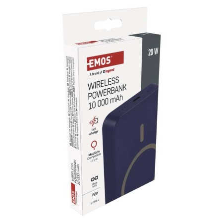 Power bank EMOS Blu 10000mAh wireless MagSafe e USB-C 20W, compatto e sicuro per viaggi e smartphone | EMOS B0551BL